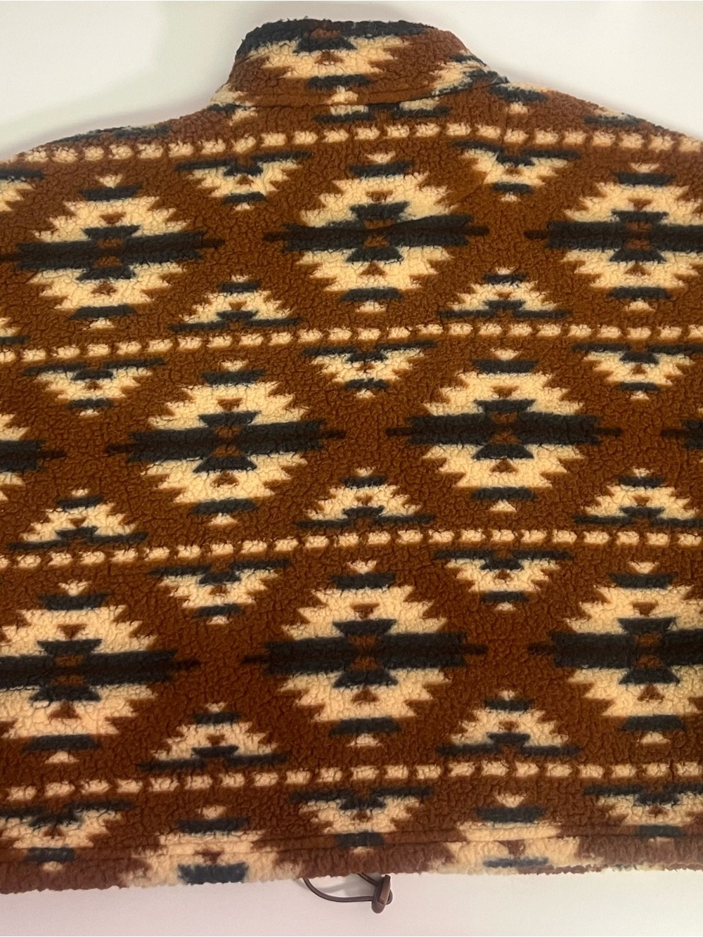 American Eagle Outfitters Brown Aztec Sherpa Quarter-Zip Pullover - Picture 7 of 7